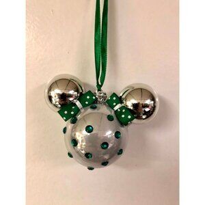 Minnie Mouse Green & Silver Christmas Ornament